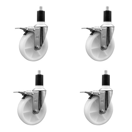 Service Caster 5'' Nylon Swivel 1-1/2'' Expanding Stem Caster Set Total Lock Brake, 4PK SCC-EXTTL20S514-NYS-112-4